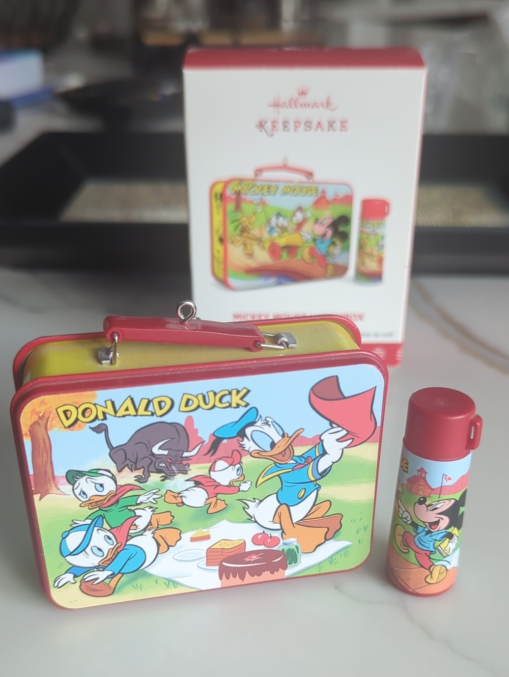 Mickey Mouse School Lunchbox & Thermos Flask Christmas Tree Keepsake Ornaments